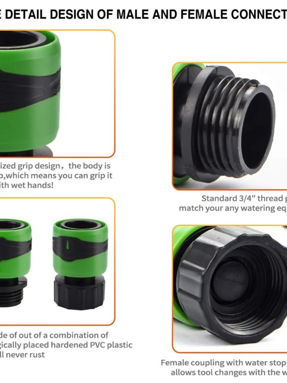 Garden Hose Quick Connect Male and Female- Quick Link and Disconnect- Easy to Op